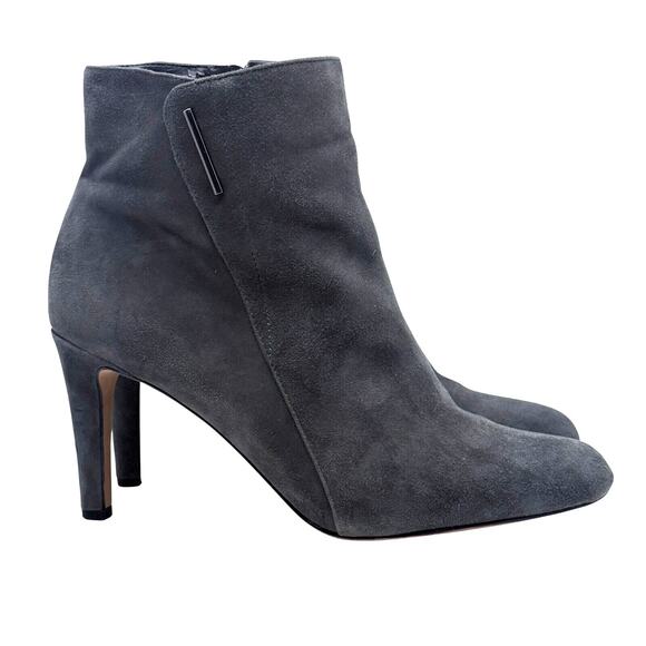 Vince Camuto Grey Suede Heel Zippered Ankle Booties size 8.5 US 38.5 EU - Picture 1 of 7
